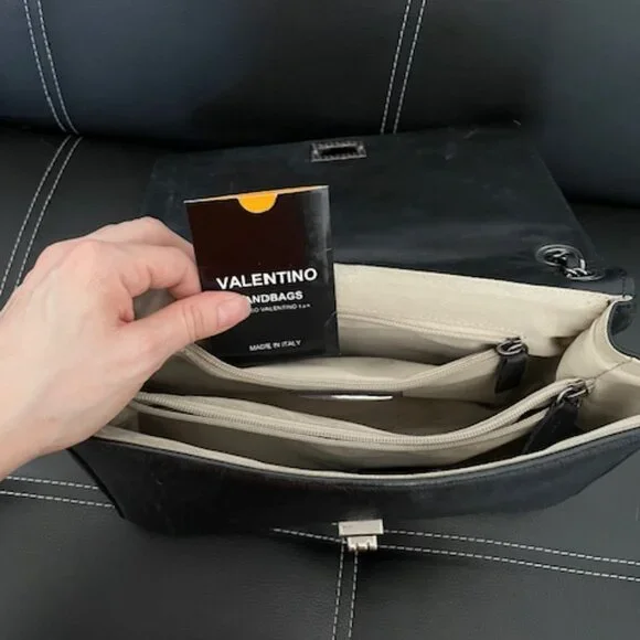 Mario Valentino Black Leather Quilted Crossbody - Picture 4 of 5